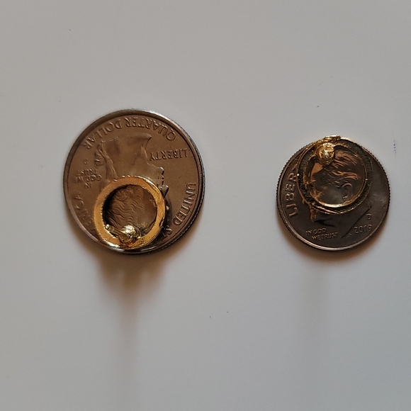 Gold Circle Rhinestone Earrings - Picture 3 of 4